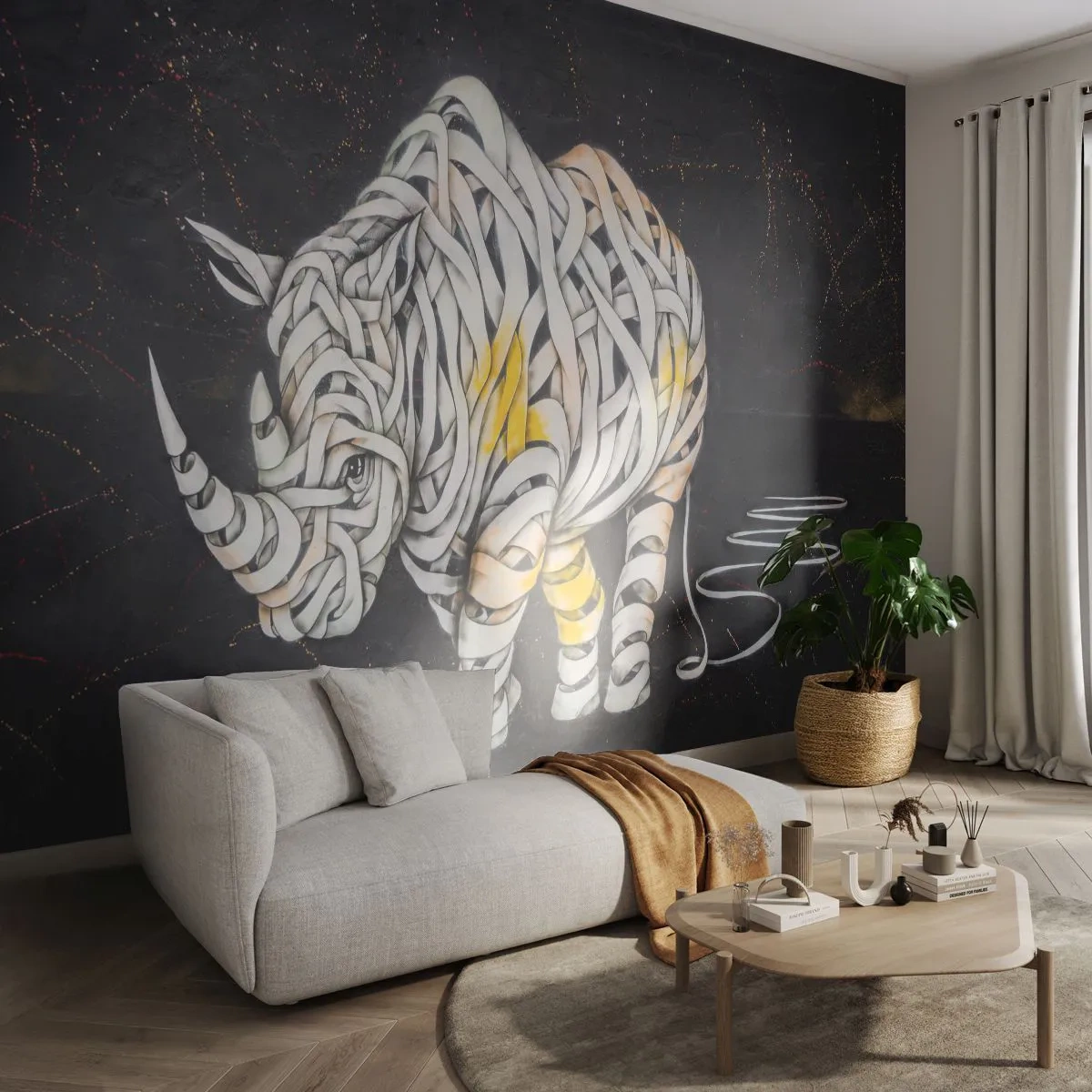 Fototapeta Premium Canvas - Gruboskórność to mit - Abstrakcja, Nosorożec, Abstrakcja - 300x210 cm