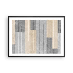 Plakat w czarnej ramie - Geometryczna kompozycja w odcieniach szarości i beżu - 70x50cm - Kompozycja: trzymać pion - Nowoczesna dekoracja ścienna do salonu i sypialni ARTTOR