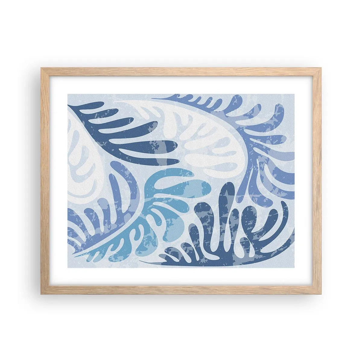 Plakat w ramie jasny dąb - Błękitne paprocie - 50x40 cm