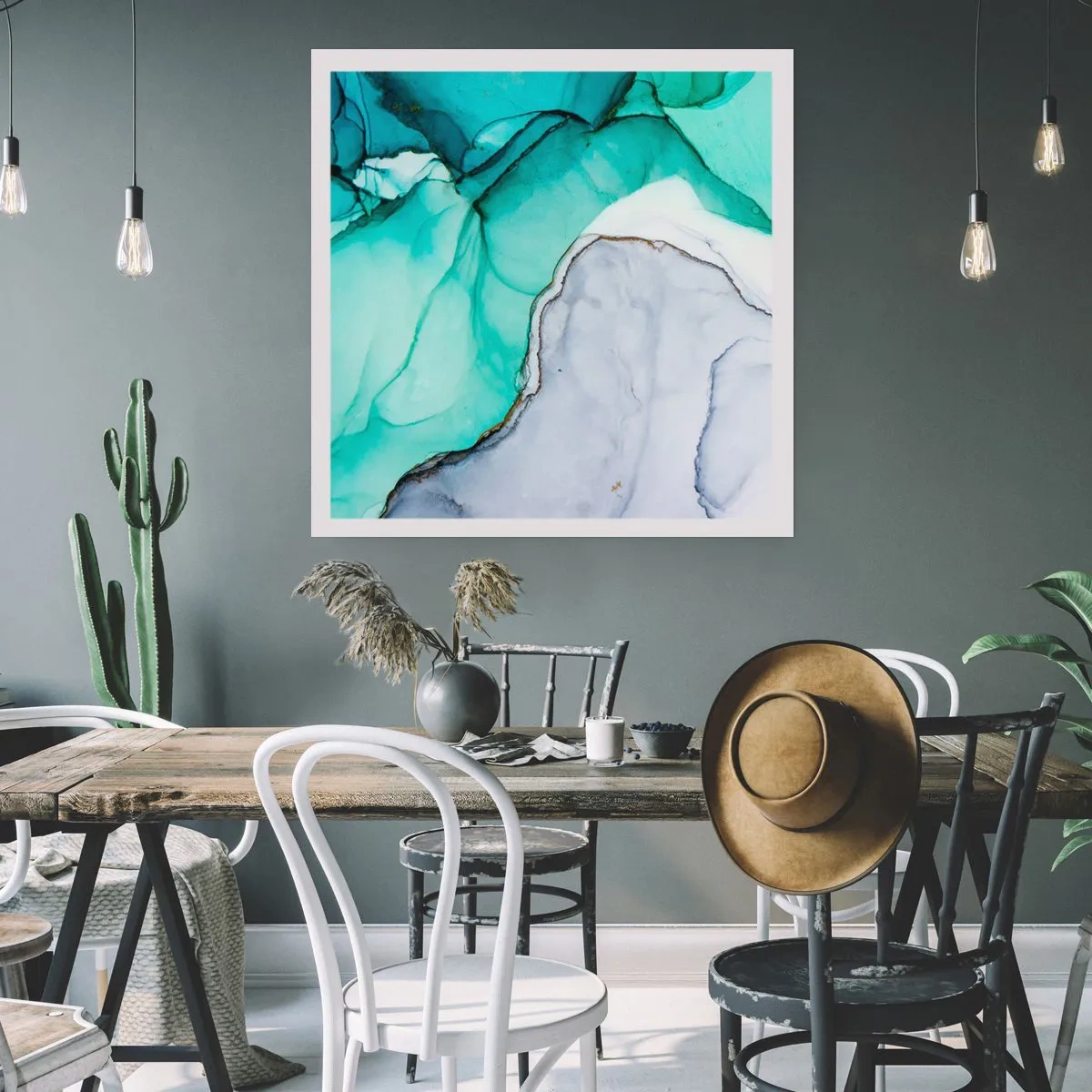 Plakat - Studium w turkusie - 60x60 cm