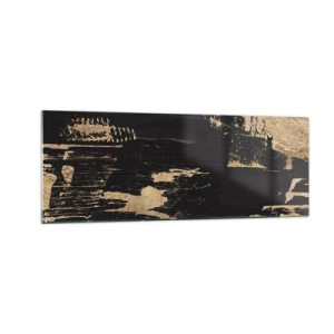 Obraz na szkle - Abstrakcyjna kompozycja w odcieniach czerni i złota - 140x50cm - Ślad dotyku - Nowoczesna dekoracja ścienna do salonu i sypialni ARTTOR