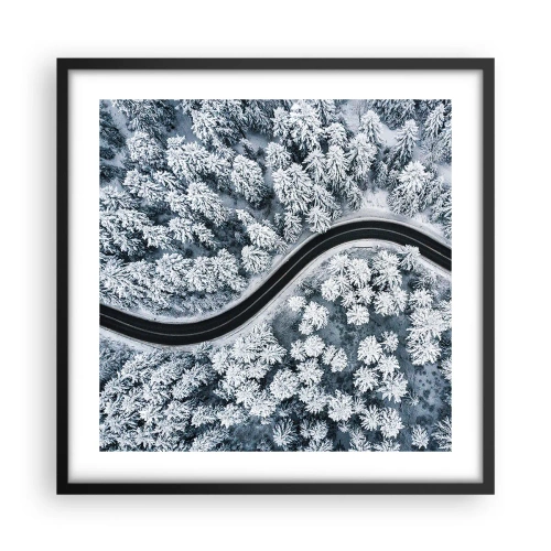 Plakat w czarnej ramie - Przez zimowy las - 50x50 cm