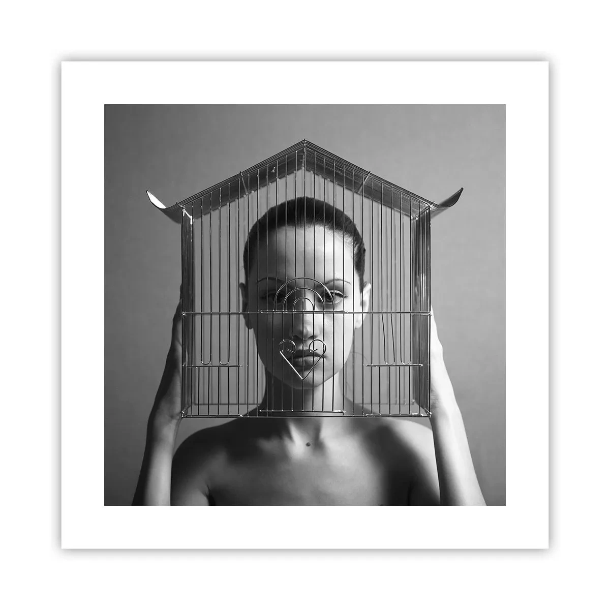 Plakat - Portret nieco surrealistyczny - 40x40 cm