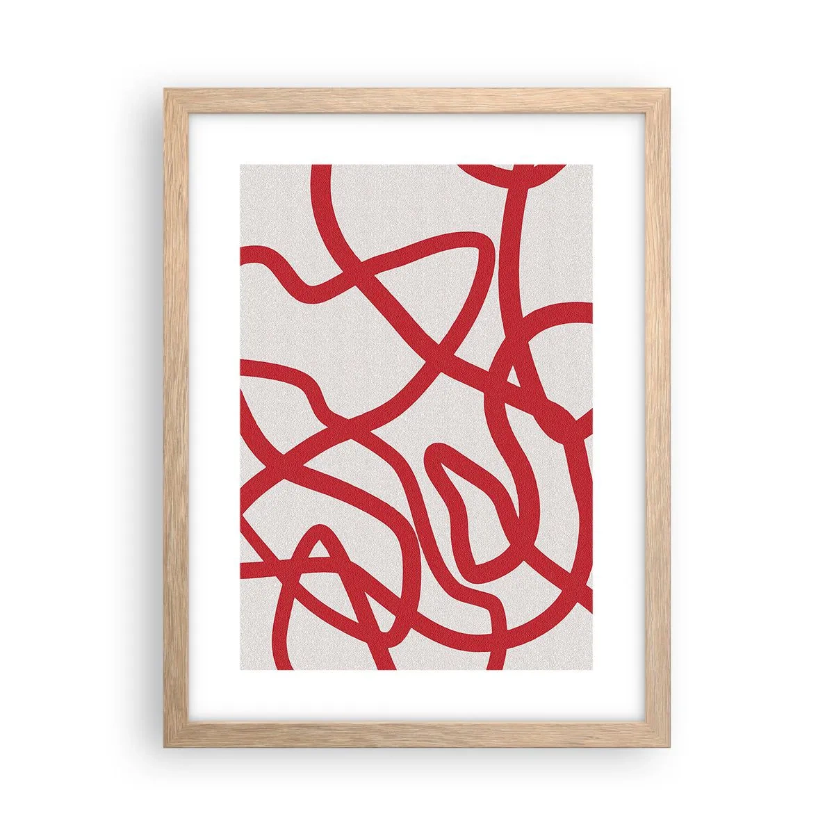 Plakat w ramie jasny dąb - Czerwono na białym - 30x40 cm