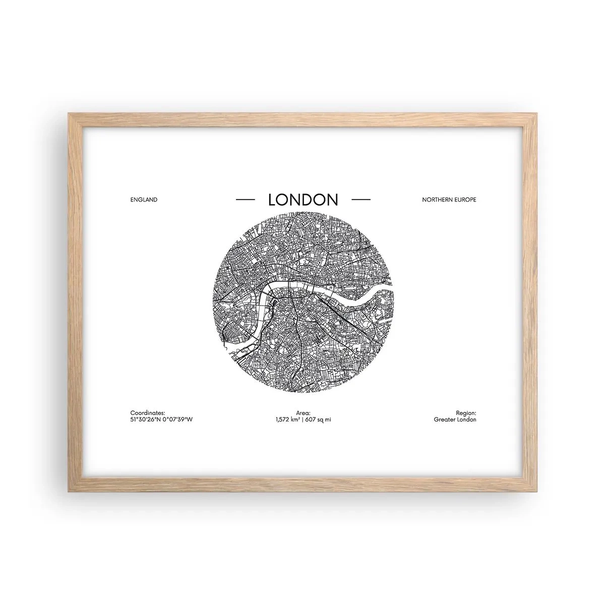 Plakat w ramie jasny dąb - Anatomia Londynu - 50x40 cm