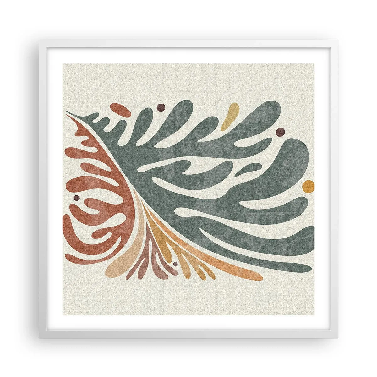 Plakat w białej ramie - Wielobarwny liść - 60x60 cm