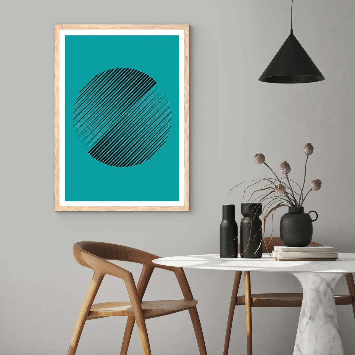 Plakat w ramie jasny dąb - Koło – geometryczna wariacja - 30x40 cm