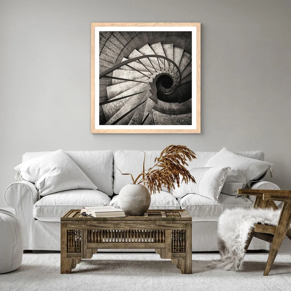Plakat w ramie jasny dąb - Schodami w górę, schodami w dół - 30x30 cm