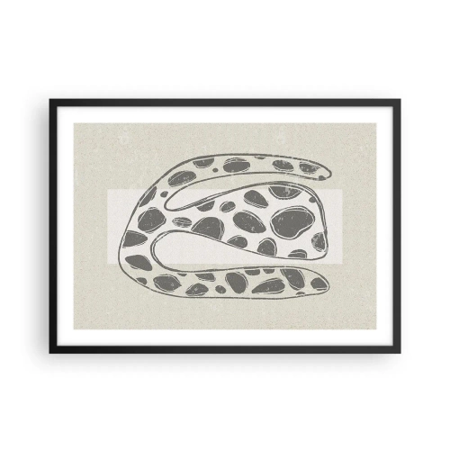 Plakat w czarnej ramie - Abstrakcyjny wzór organiczny w odcieniach szarości - 70x50cm - Przedziwne stworzenie - Nowoczesna dekoracja ścienna do salonu i sypialni ARTTOR