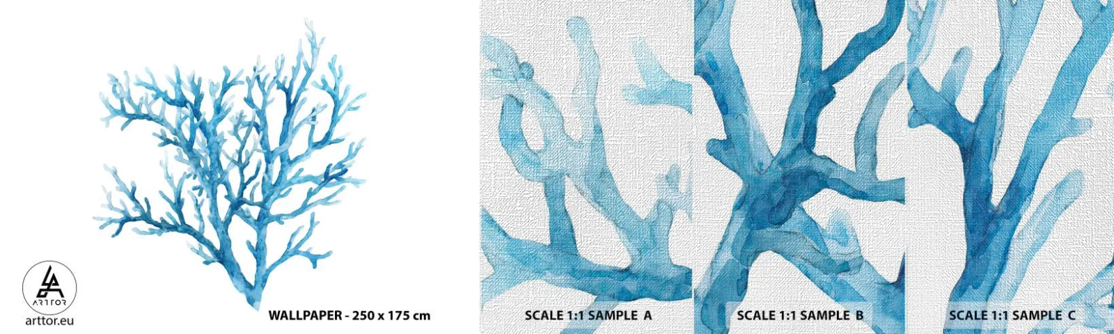 Fototapeta Próbka Premium Canvas - Morski filigran - Koralowiec, Nadmorski, Minimalistyczny - 100x30 cm