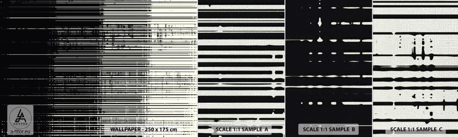 Fototapeta Próbka Premium Canvas - Fale i drgania - Czarno-Biały, Kody Kreskowe, Linie - 100x30 cm