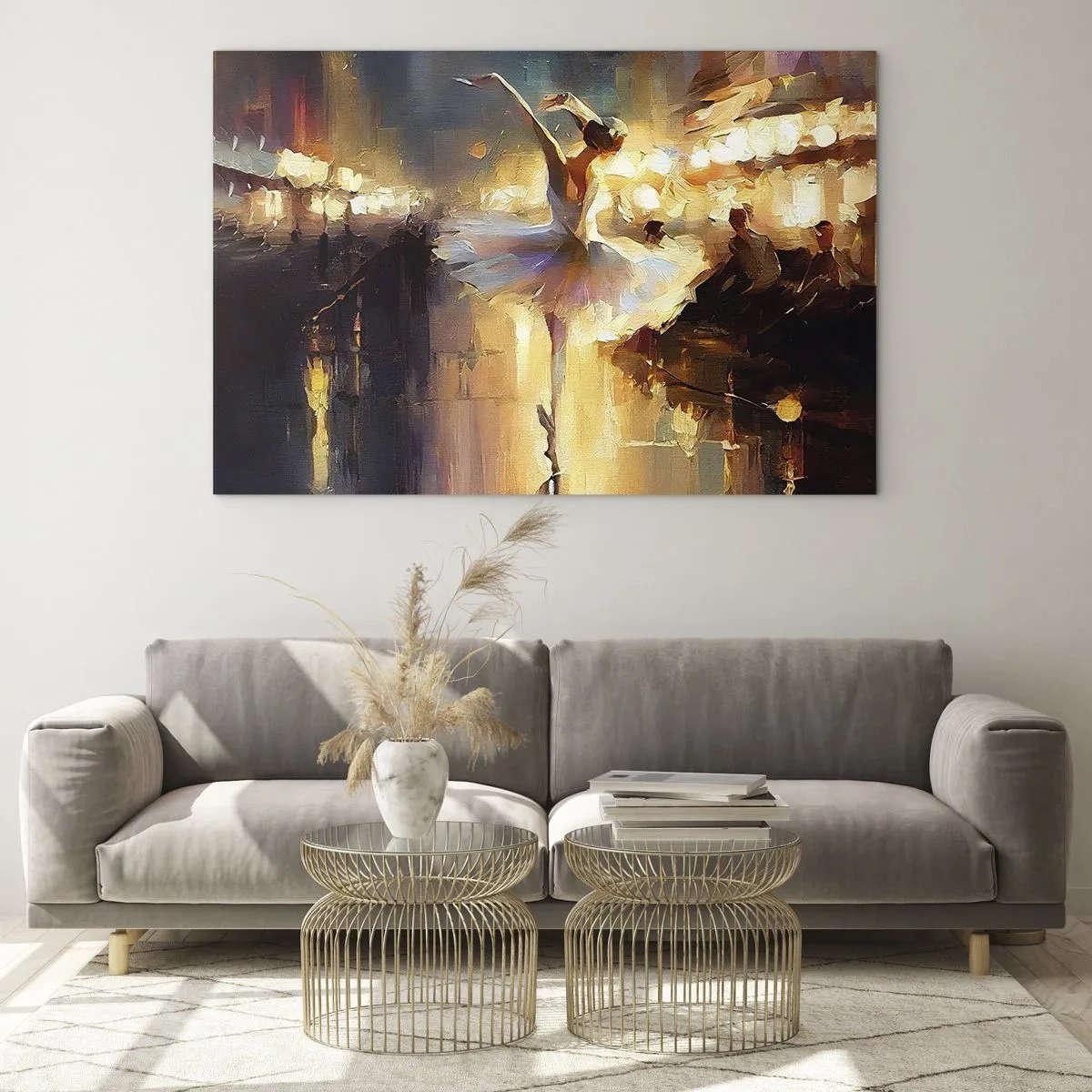Obraz na szkle - Baletnica w świetle miejskich świateł - 70x50cm - Cud na ulicy - Nowoczesna dekoracja ścienna do salonu i sypialni ARTTOR