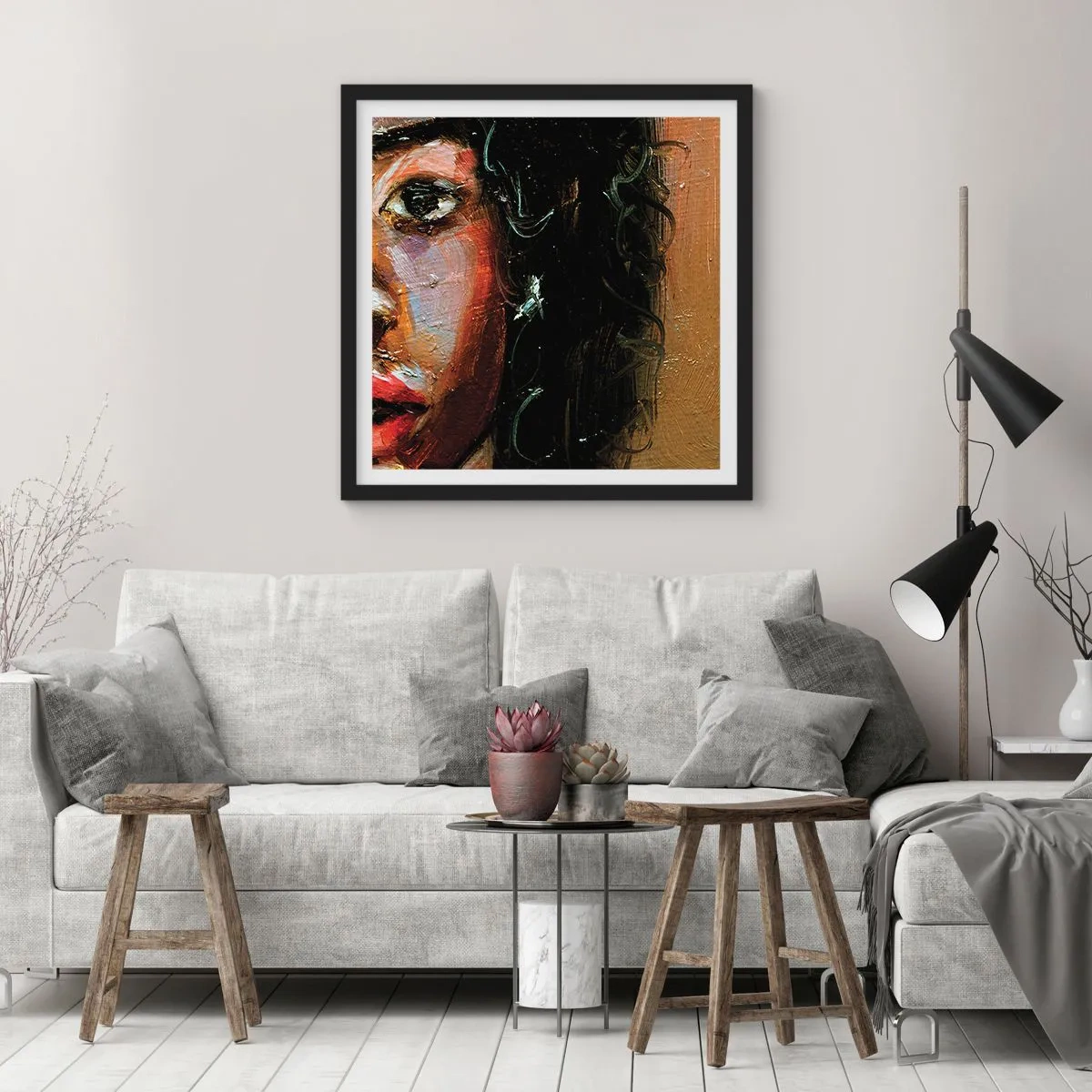Plakat w czarnej ramie - Czerń i blask - 30x30 cm