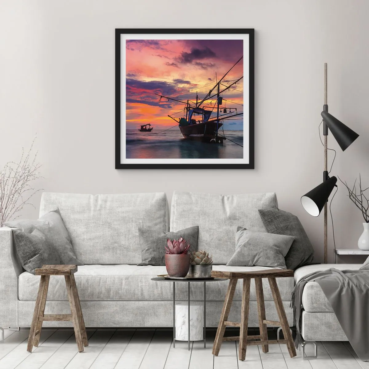 Plakat w czarnej ramie - Egzotyczny wieczór - 60x60 cm