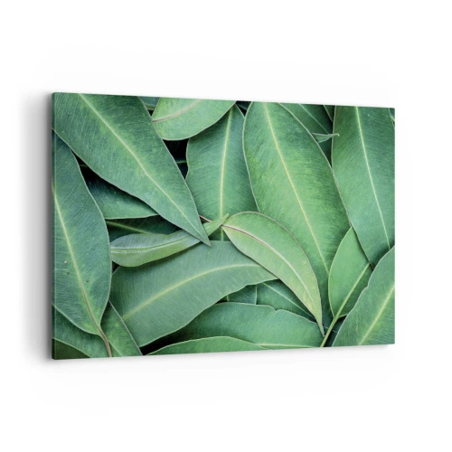 Obraz na płótnie - Zbliżenie na zielone liście tworzące naturalny wzór - 120x80cm - Soczyste i świeże - Nowoczesna dekoracja ścienna do salonu, kuchni i sypialni ARTTOR