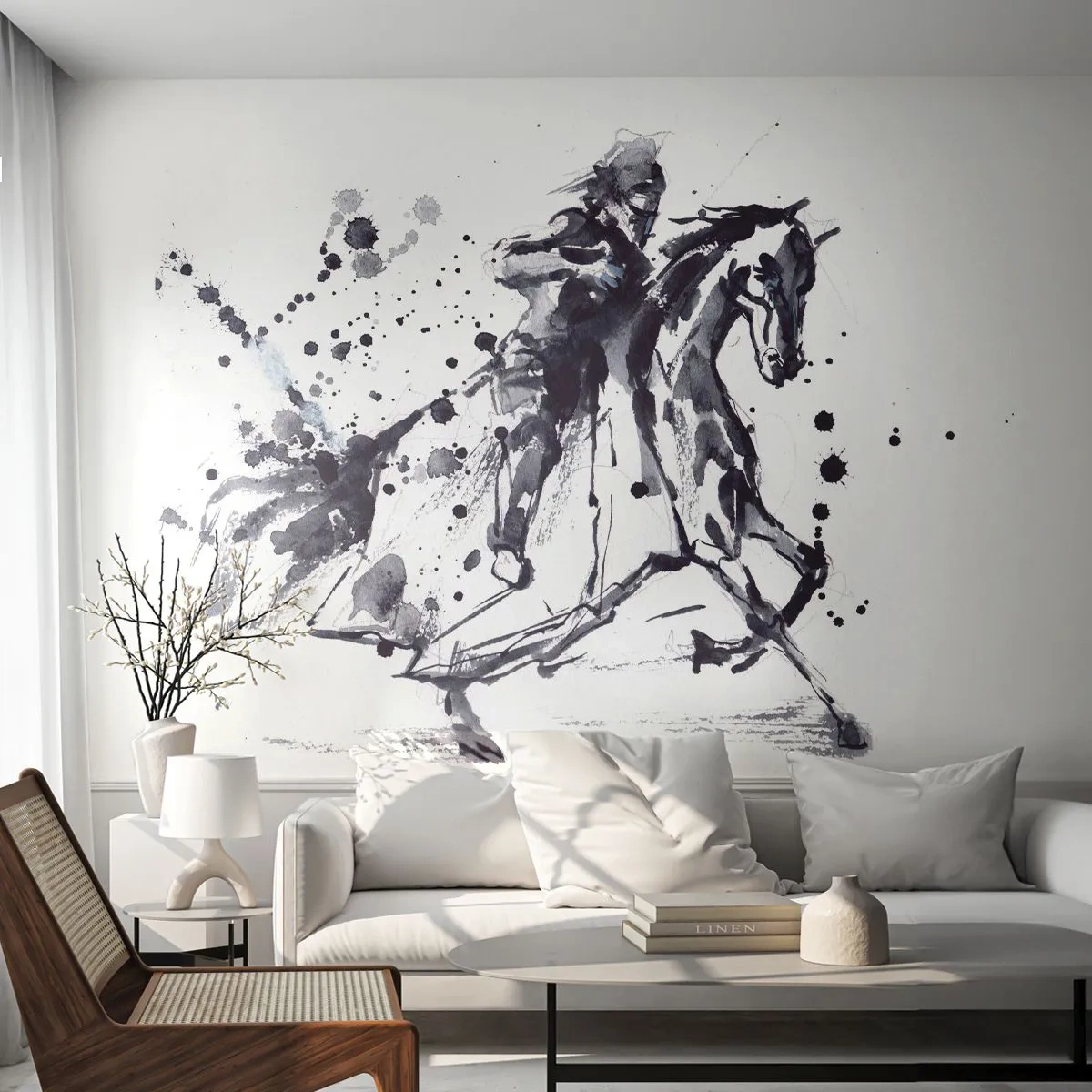 Fototapeta Premium Sand - Czarny rycerz - Abstrakcja, Rycerz Na Koniu, Zbroja Rycerska - 300x210 cm