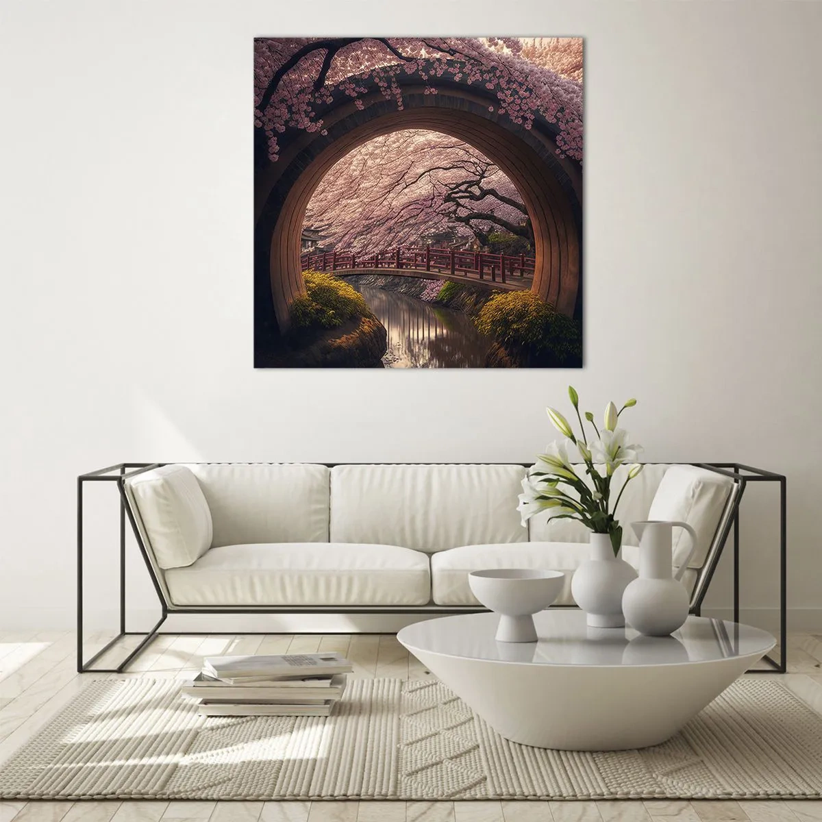 Obraz na szkle - Japońska wiosna - 70x70 cm