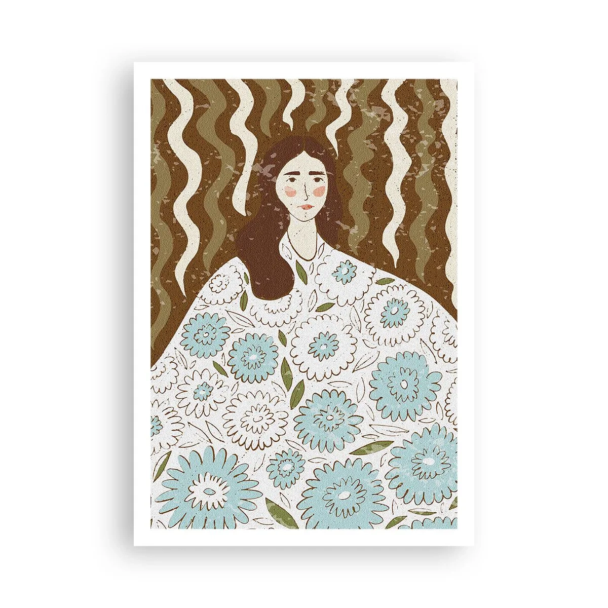 Plakat - Portret w kwiecistej szacie - 70x100 cm