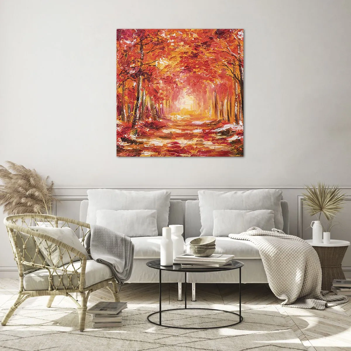 Obraz na szkle - Miedziany las - 70x70 cm