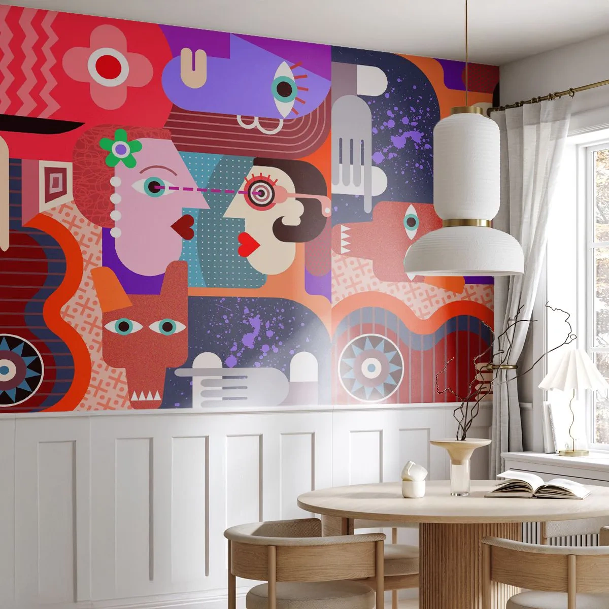 Fototapeta Premium Canvas - Oko w oko - Abstrakcja, Sztuka, Twarze - 450x315 cm