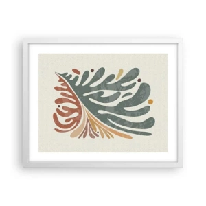 Plakat w białej ramie - Wielobarwny liść - 50x40 cm