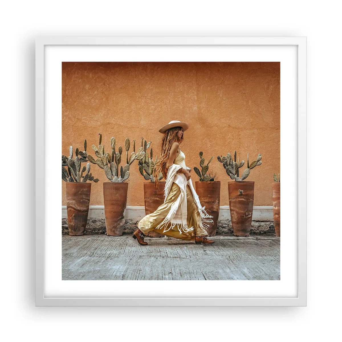 Plakat w białej ramie - W stylu hippie - 50x50 cm