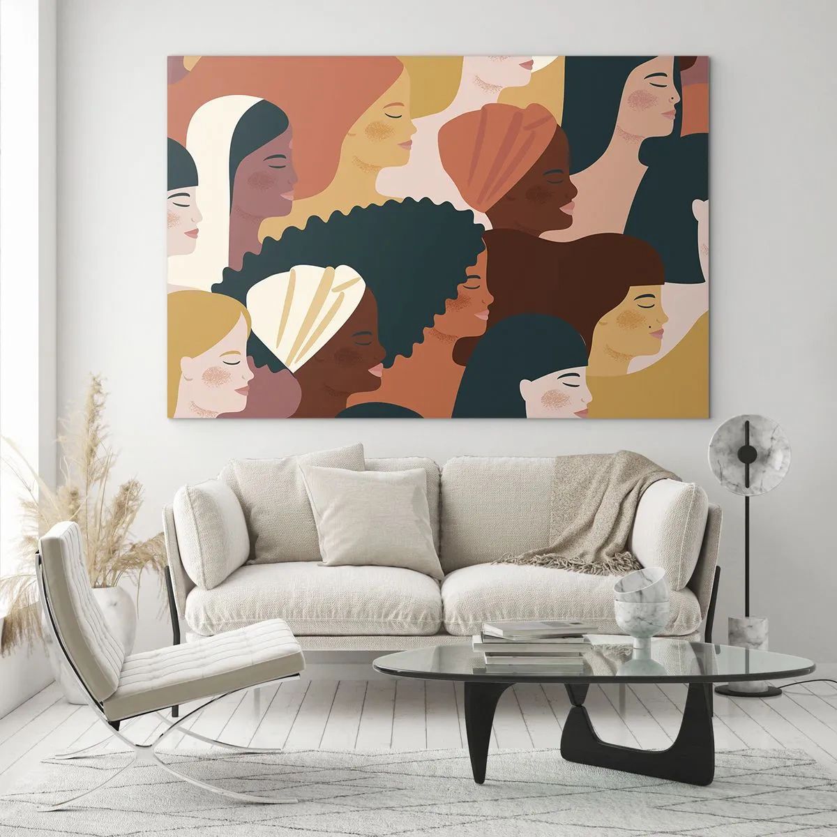 Obraz na szkle - Stylowa ilustracja różnorodnych kobiecych sylwetek - 70x50cm - Tylko kobiecość - Nowoczesna dekoracja ścienna do salonu i sypialni ARTTOR