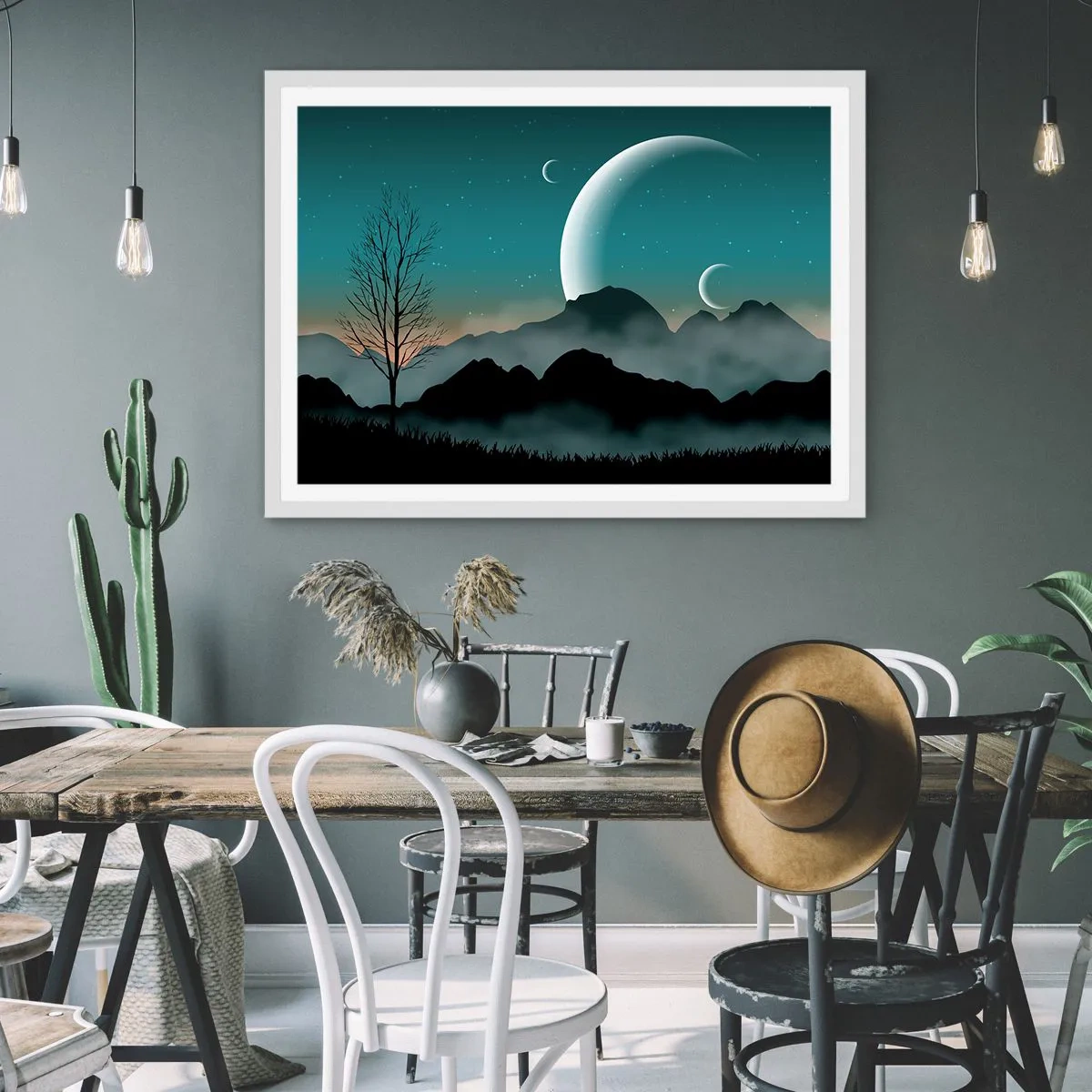 Plakat w białej ramie - Karnawał gwiaździstej nocy - 100x70 cm