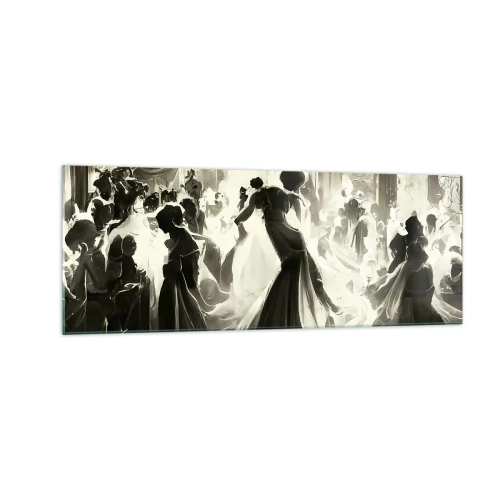 Obraz na szkle - Bal w stylu retro w tonacji czarno-białej - 140x50cm - Wielka maskarada - Nowoczesna dekoracja ścienna do salonu i sypialni ARTTOR