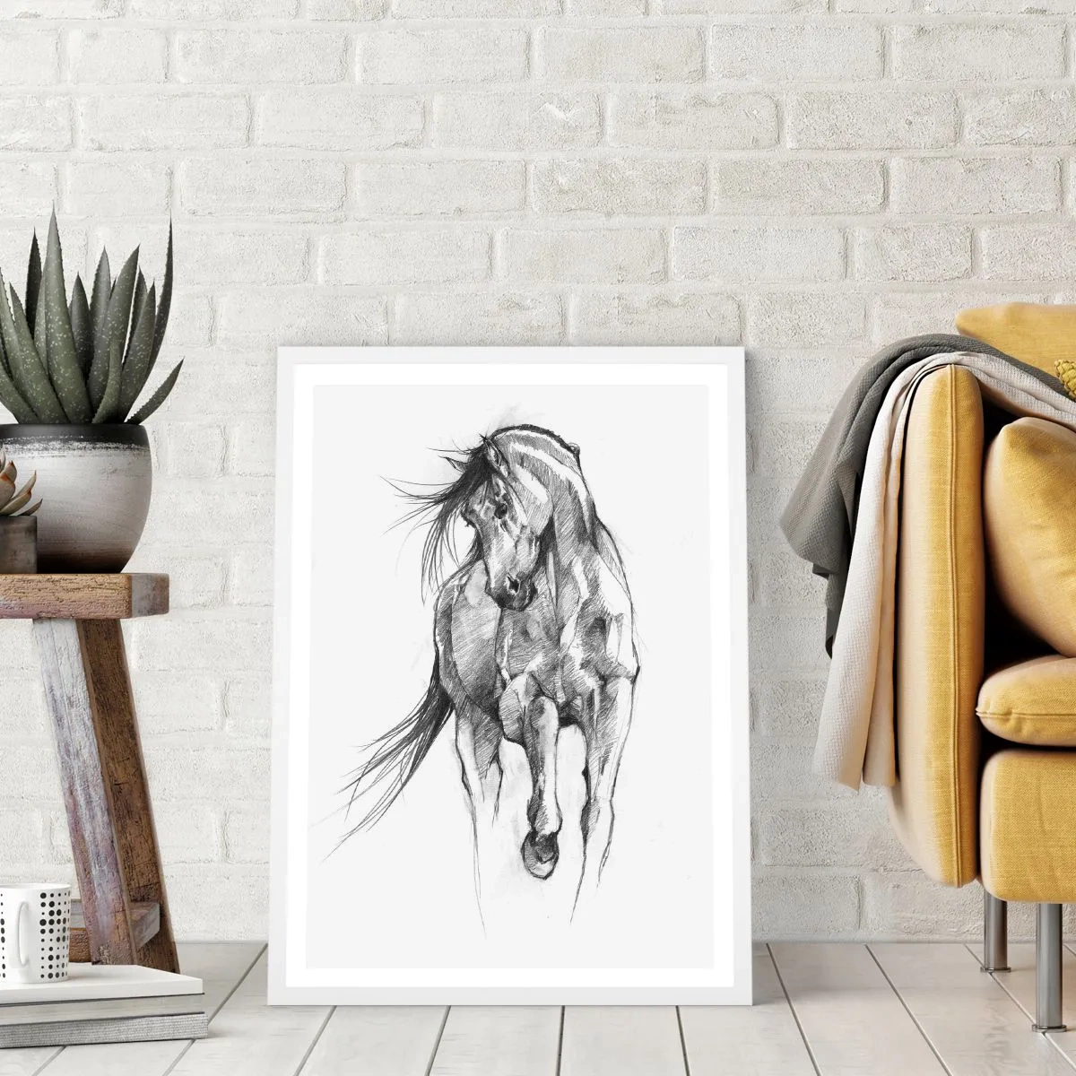 Plakat w białej ramie - We wdzięcznym kłusie - 50x70 cm