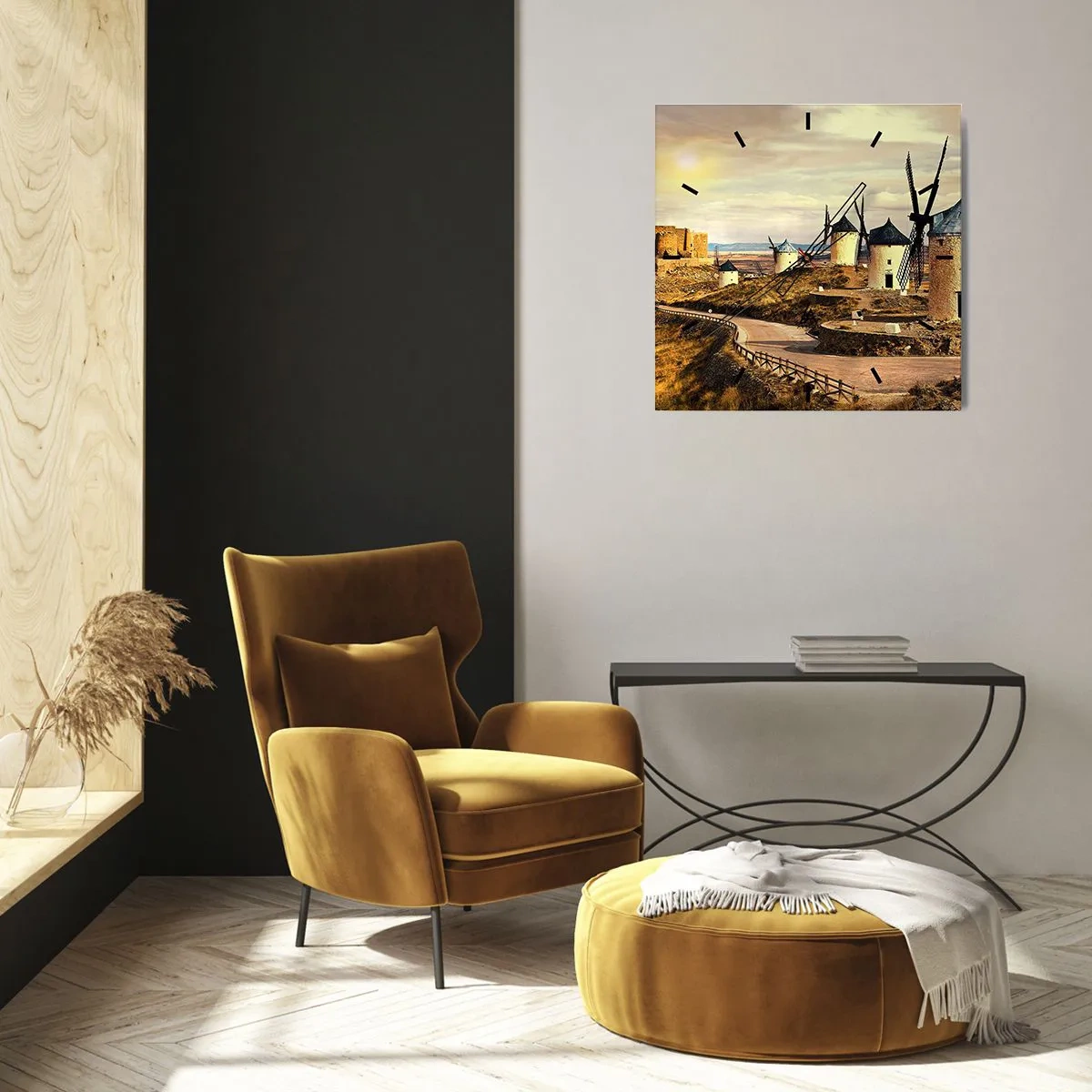 Zegar ścienny - Zaraz pojawi się Don Kichot - 40x40 cm