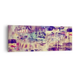 Obraz na płótnie - Kolorowy abstrakcyjny kolaż z tekstami i grafikami - 140x50cm - I tyle zostanie - Nowoczesna dekoracja ścienna do salonu i sypialni ARTTOR