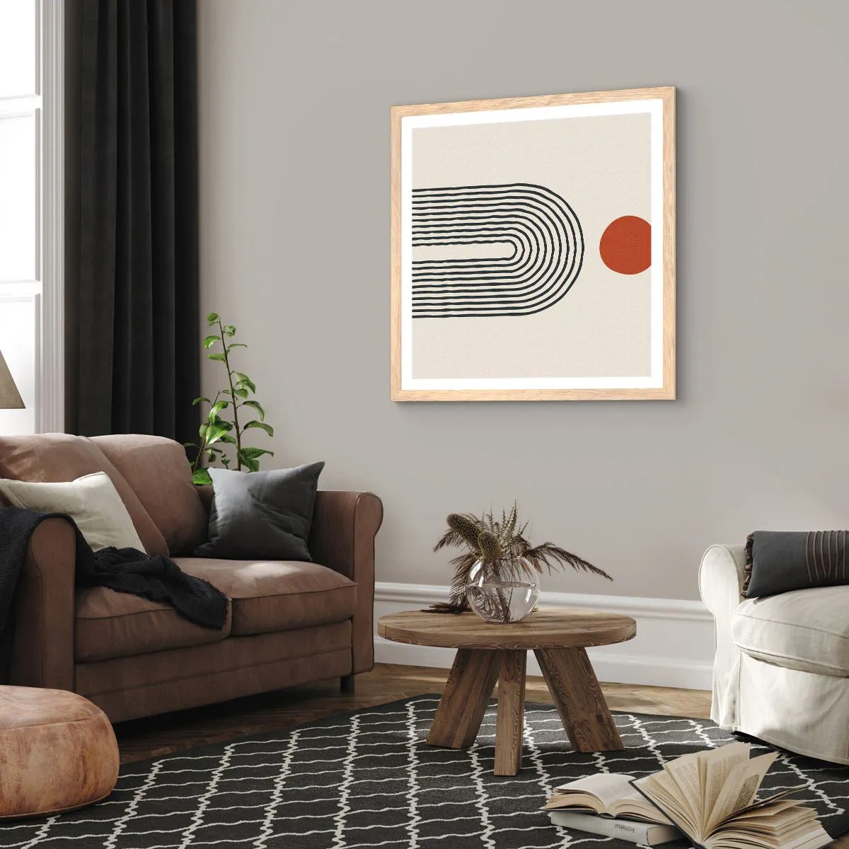 Plakat w ramie jasny dąb - Magnetyzm kształtów i barw - 30x30 cm