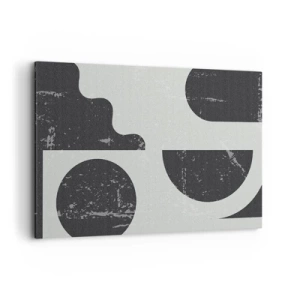 Obraz na płótnie - Geometryczne wzory w odcieniach czerni i szarości - 120x80cm - Kompozycja ponad i pod - Nowoczesna dekoracja ścienna do salonu, kuchni i sypialni ARTTOR
