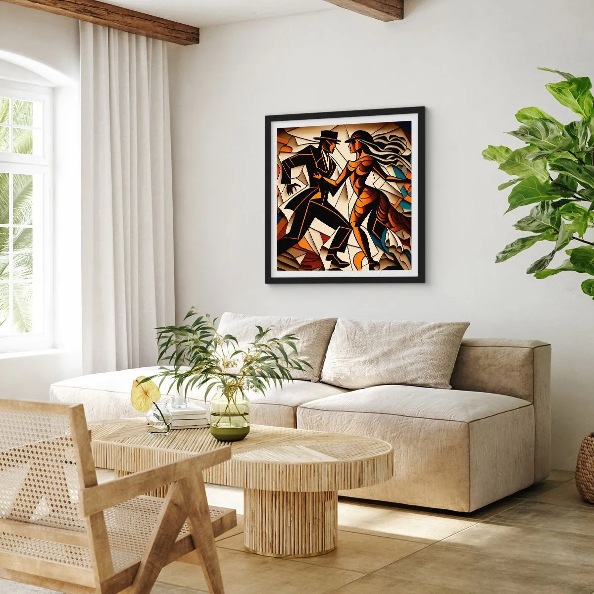 Plakat w czarnej ramie - Taniec pasji i namiętności - 60x60 cm
