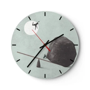 Zegar ścienny - Postać katapultowana przez kamień z huśtawki w stronę księżyca - 30x30cm - Spełnione marzenie - Nowoczesna dekoracja ścienna do salonu, kuchni i sypialni ARTTOR