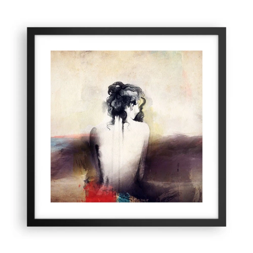 Plakat w czarnej ramie - Łagodne linie, owalne kształty - 40x40 cm