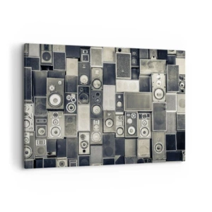Obraz na płótnie - Kolekcja głośników w stylu retro - 120x80cm - I wszystko gra - Nowoczesna dekoracja ścienna do salonu, kuchni i sypialni ARTTOR