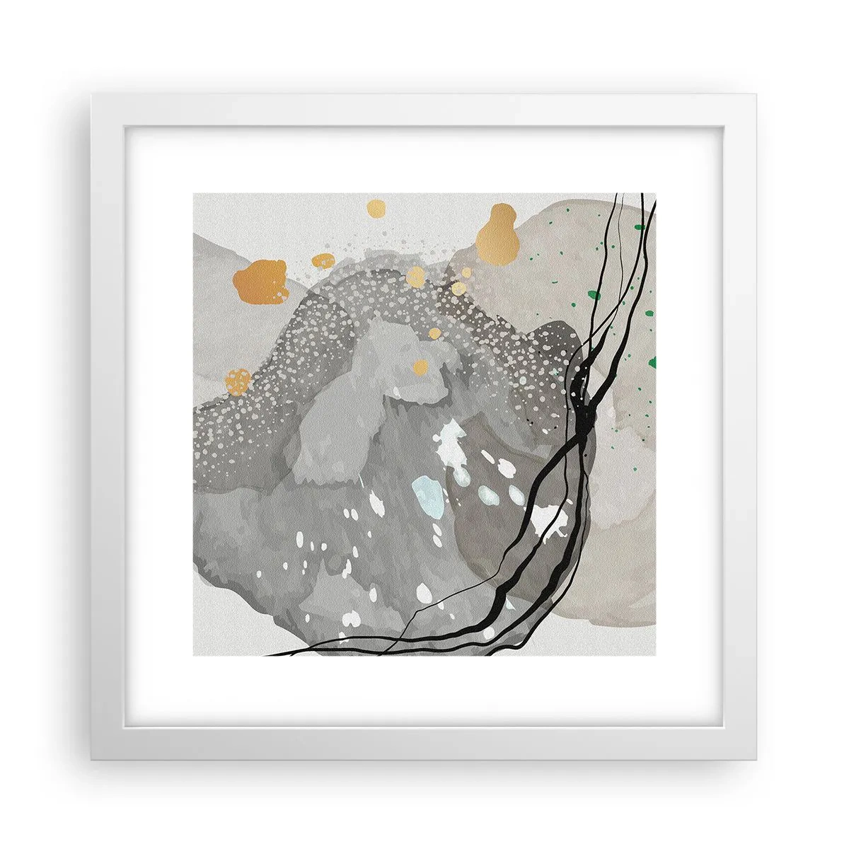 Plakat w białej ramie - Kompozycja organiczna - 30x30 cm