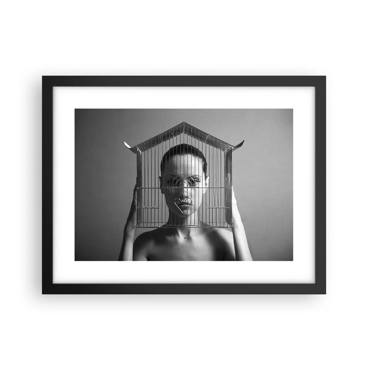 Plakat w czarnej ramie - Portret nieco surrealistyczny - 40x30 cm