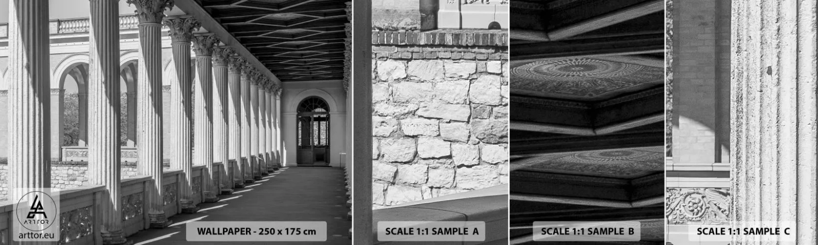 Fototapeta Próbka Standard Eco - Słoneczna arkada - Kolumny, Architektura, Klasyczny - 100x30 cm