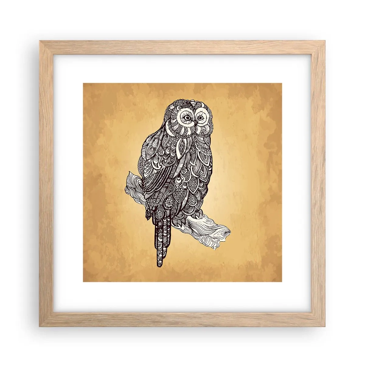 Plakat w ramie jasny dąb - Misterne ornamenty mądrości - 30x30 cm