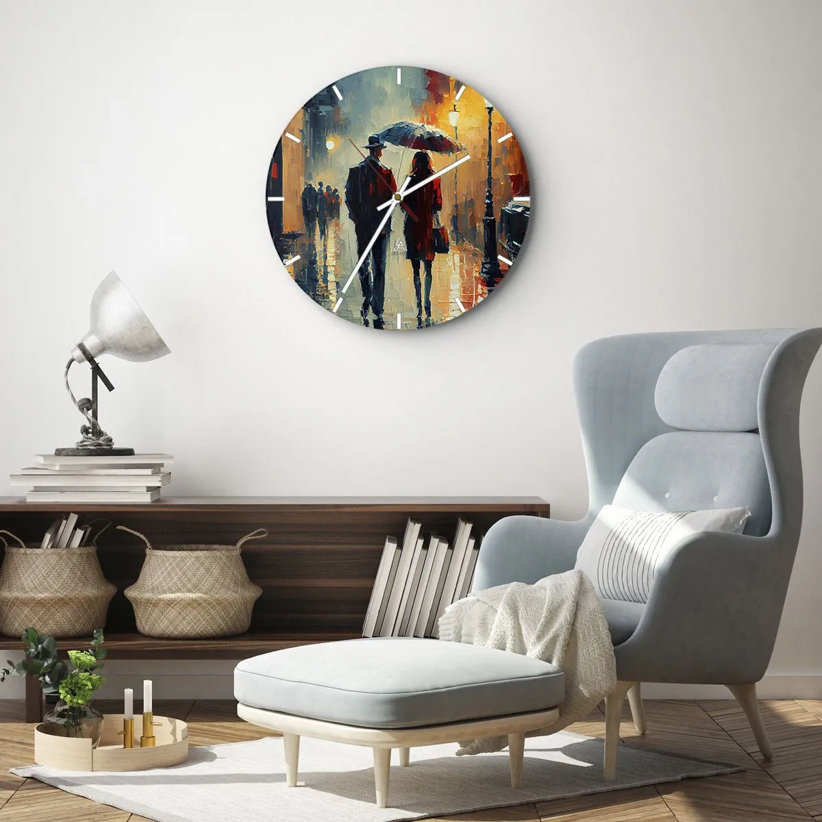 Zegar ścienny - Miejska love story - 40x40 cm
