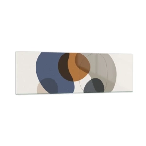 Obraz na szkle - Abstrakcyjne kolorowe formy w odcieniach niebieskiego i brązu - 160x50cm - Krople barw - Nowoczesna dekoracja ścienna do salonu i sypialni ARTTOR