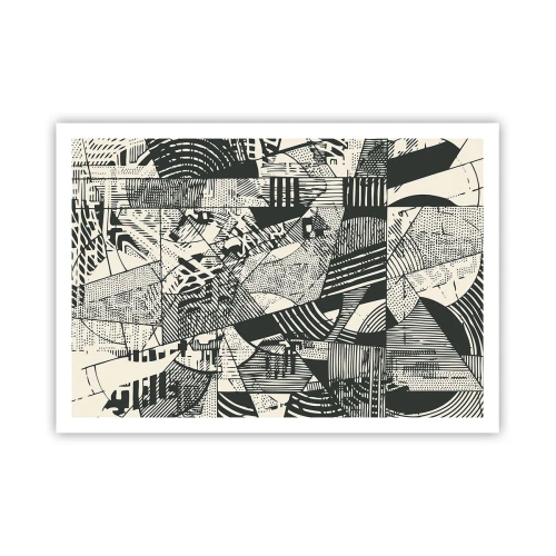 Plakat - Geometryczne abstrakcyjne wzory w odcieniach zieleni na jasnym tle - 100x70cm - Dynamika współczesności - Nowoczesna dekoracja ścienna do salonu i sypialni ARTTOR