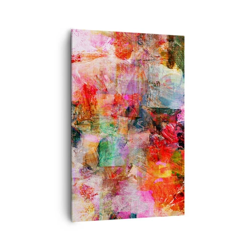Obraz na płótnie - Abstrakcyjna kompozycja z dominującymi różowymi i czerwonymi tonami - 80x120cm - Podróż poprzez róż - Nowoczesna dekoracja ścienna do salonu i sypialni ARTTOR