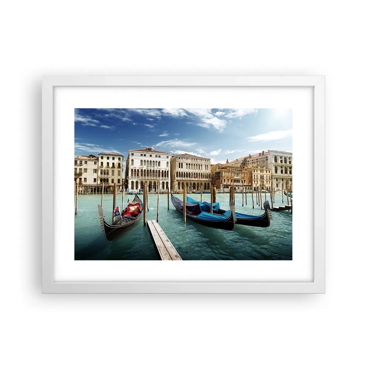 Plakat w białej ramie - Pałace w błękicie - 40x30 cm