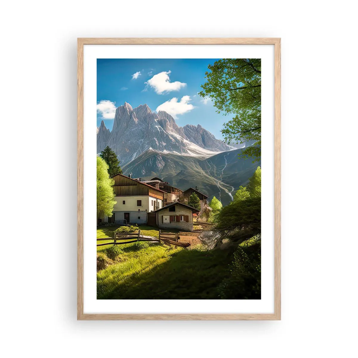 Plakat w ramie jasny dąb - Alpejska sielanka - 50x70 cm