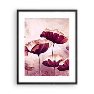 Plakat w czarnej ramie - Płatek czerwony i biały - 40x50 cm