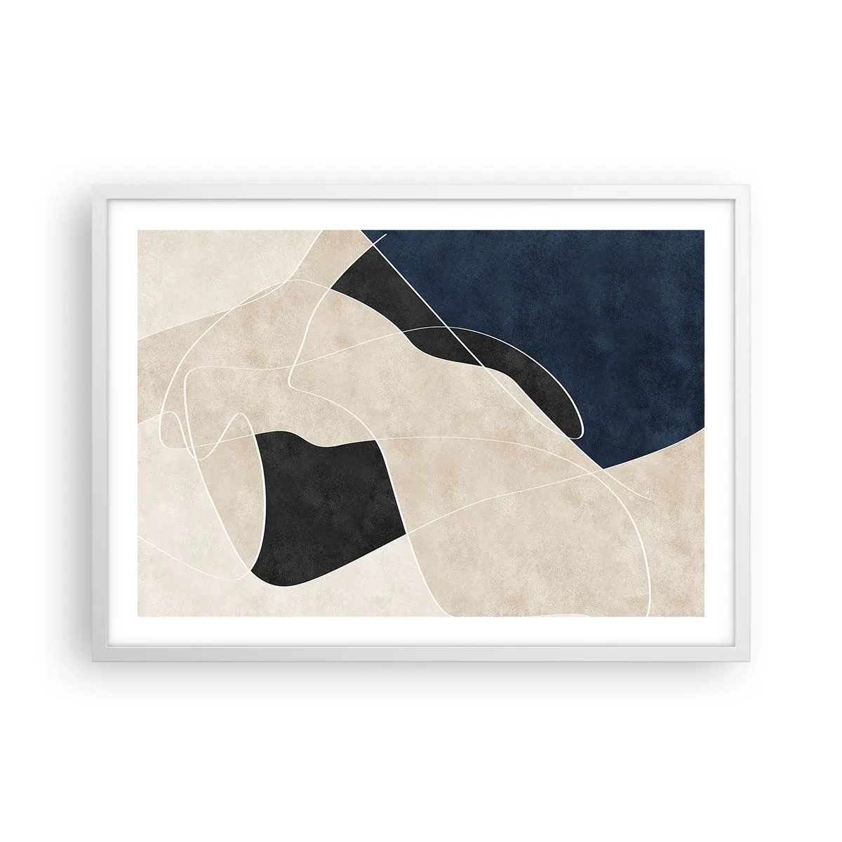 Plakat w białej ramie - Kompozycja abstrakcyjna – kontrast barw - 70x50 cm